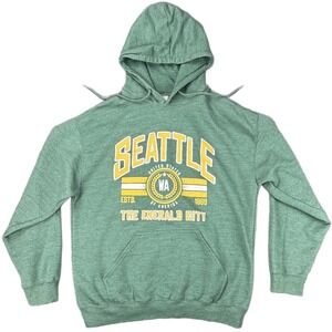 Seattle WA The Emerald City Men's M Green Pullover Hoodie Sweatshirt City Casual